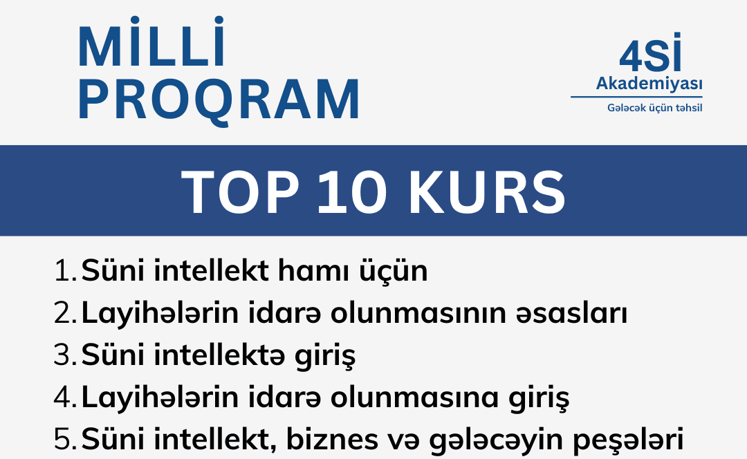 “Milli Proqram” çərçivəsində istifadəçilərin ən çox müraciət etdiyi 10 təlim