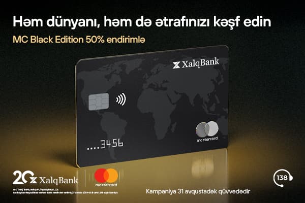 Xalq Bank-dan MasterCard Black Edition kartına 50% endirim