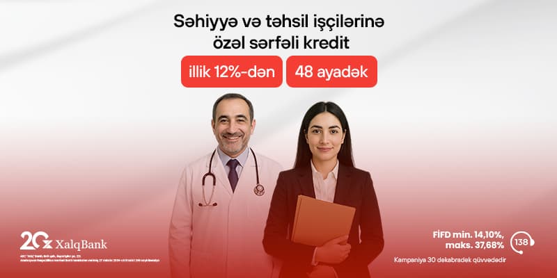 Xalq Bank-dan təhsil və səhiyyə işçiləri üçün sərfəli kredit