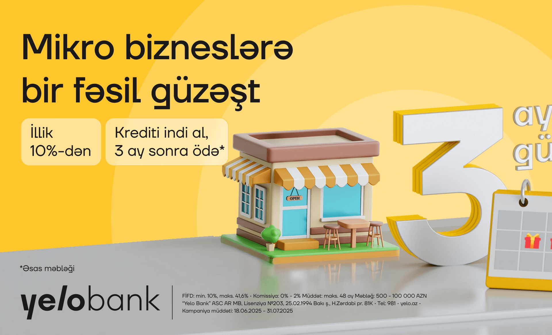 Yelo Bank-dan mikro bizneslərə bir fəsil güzəşt!