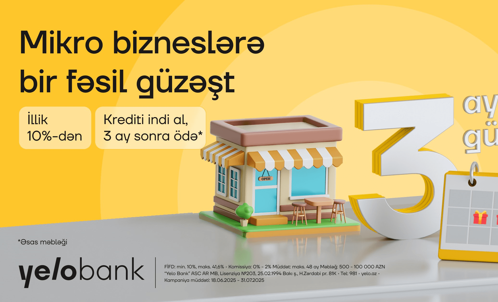 Yelo Bank-dan mikro bizneslərə bir fəsil güzəşt!