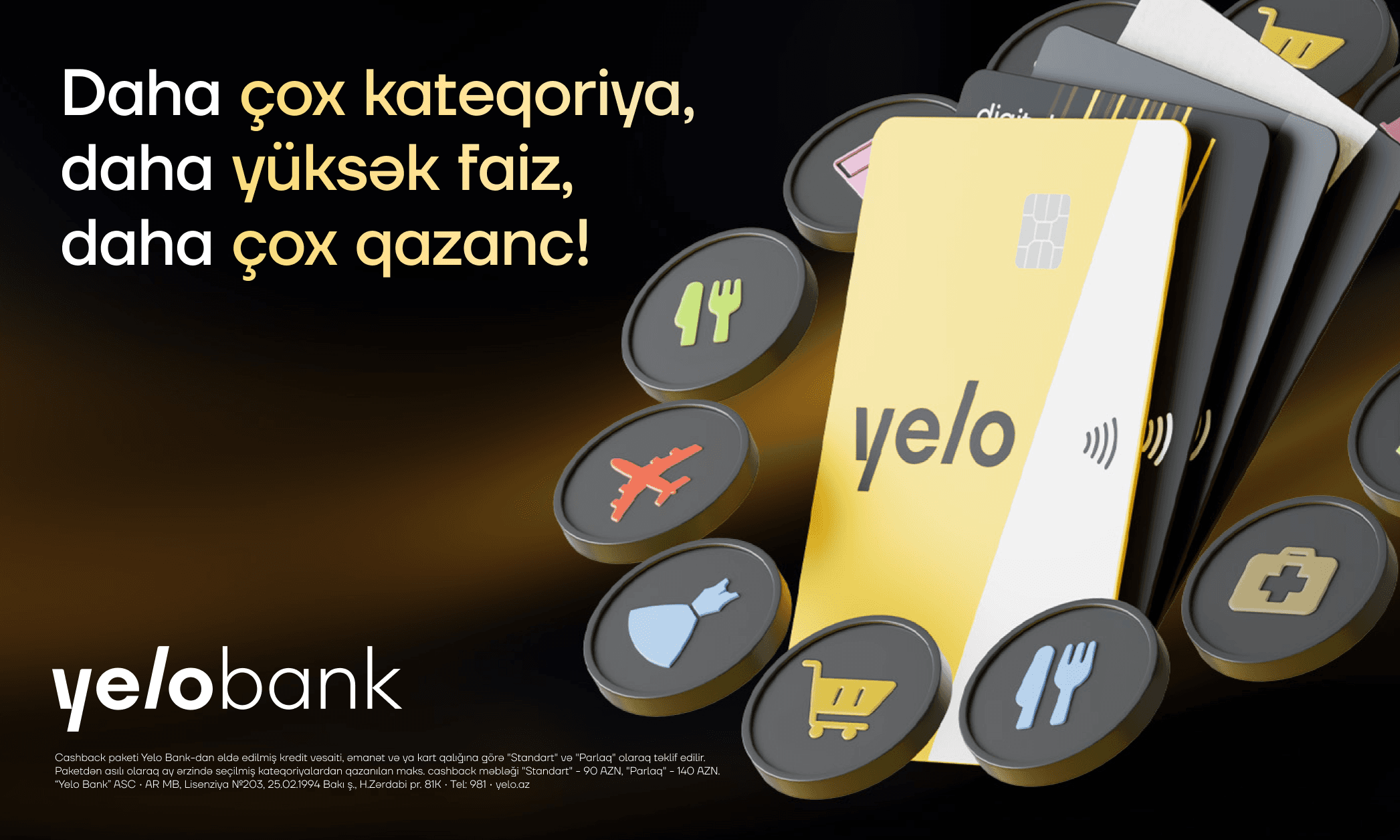 Yelo kartların cashback şərtləri yeniləndi - daha çox limit, daha yüksək cashback!