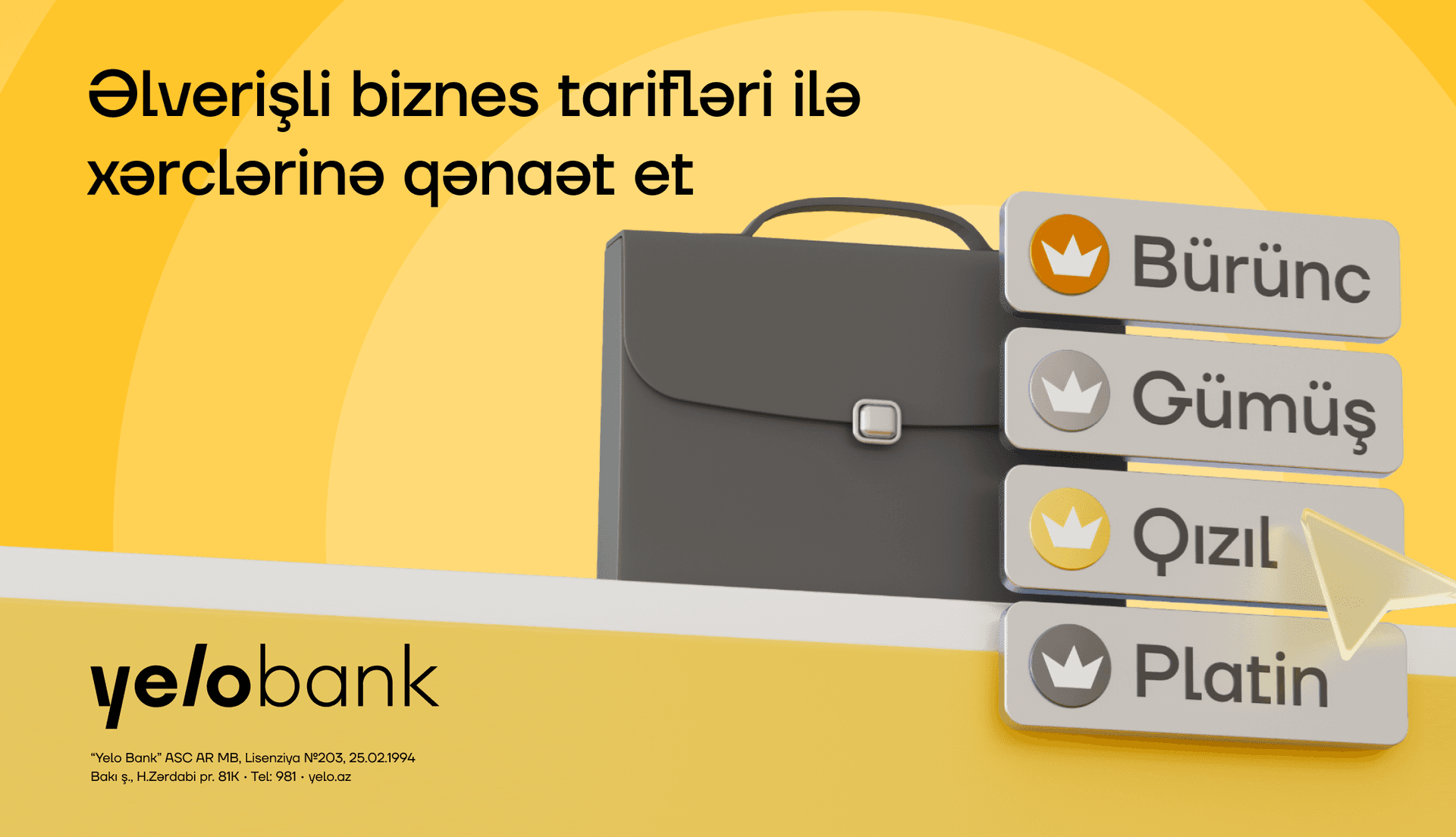 Yelo Bank-dan sahibkarlar üçün sərfəli tarif paketləri