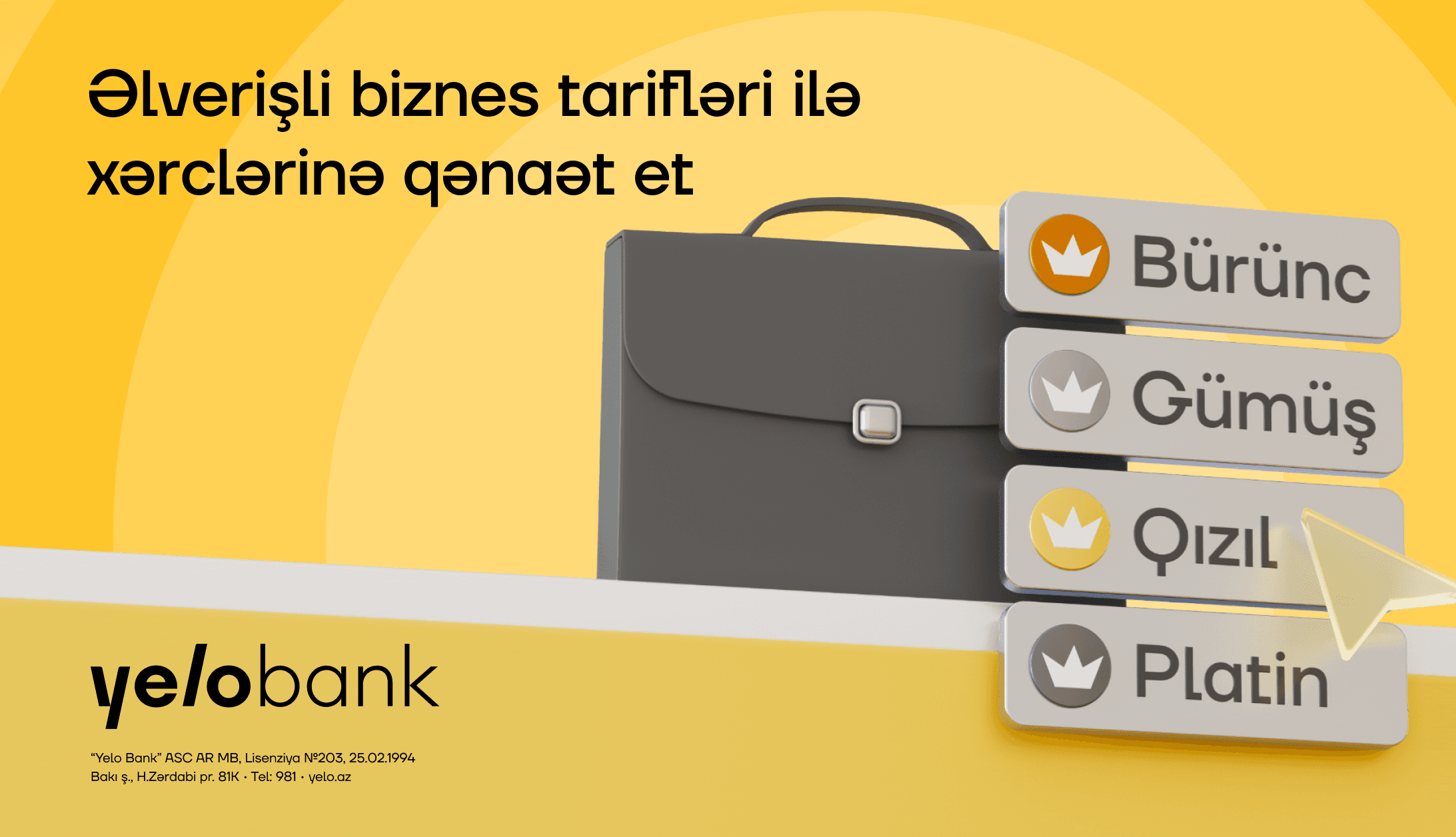 Yelo Bank-dan sahibkarlar üçün sərfəli tarif paketləri