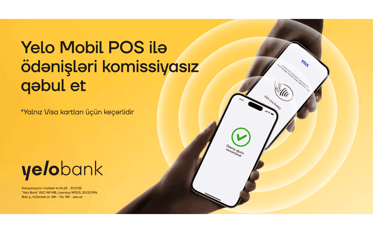 Yelo Mobil POS ilə Visa ödənişlərinə 0% komissiya!