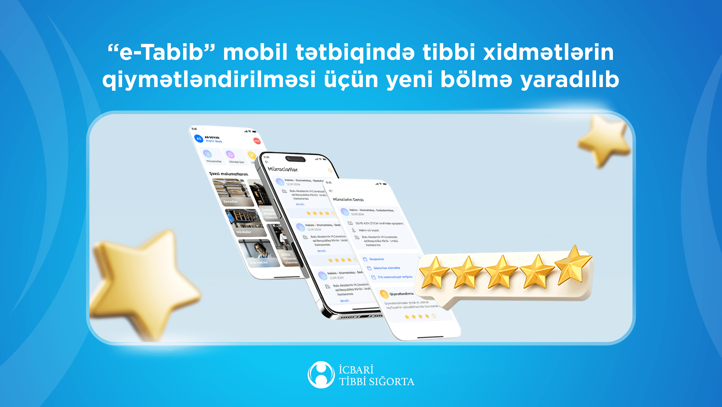 “e-Tabib” mobil tətbiqində tibbi xidmətlərin qiymətləndirilməsi üçün yeni bölmə yaradılıb