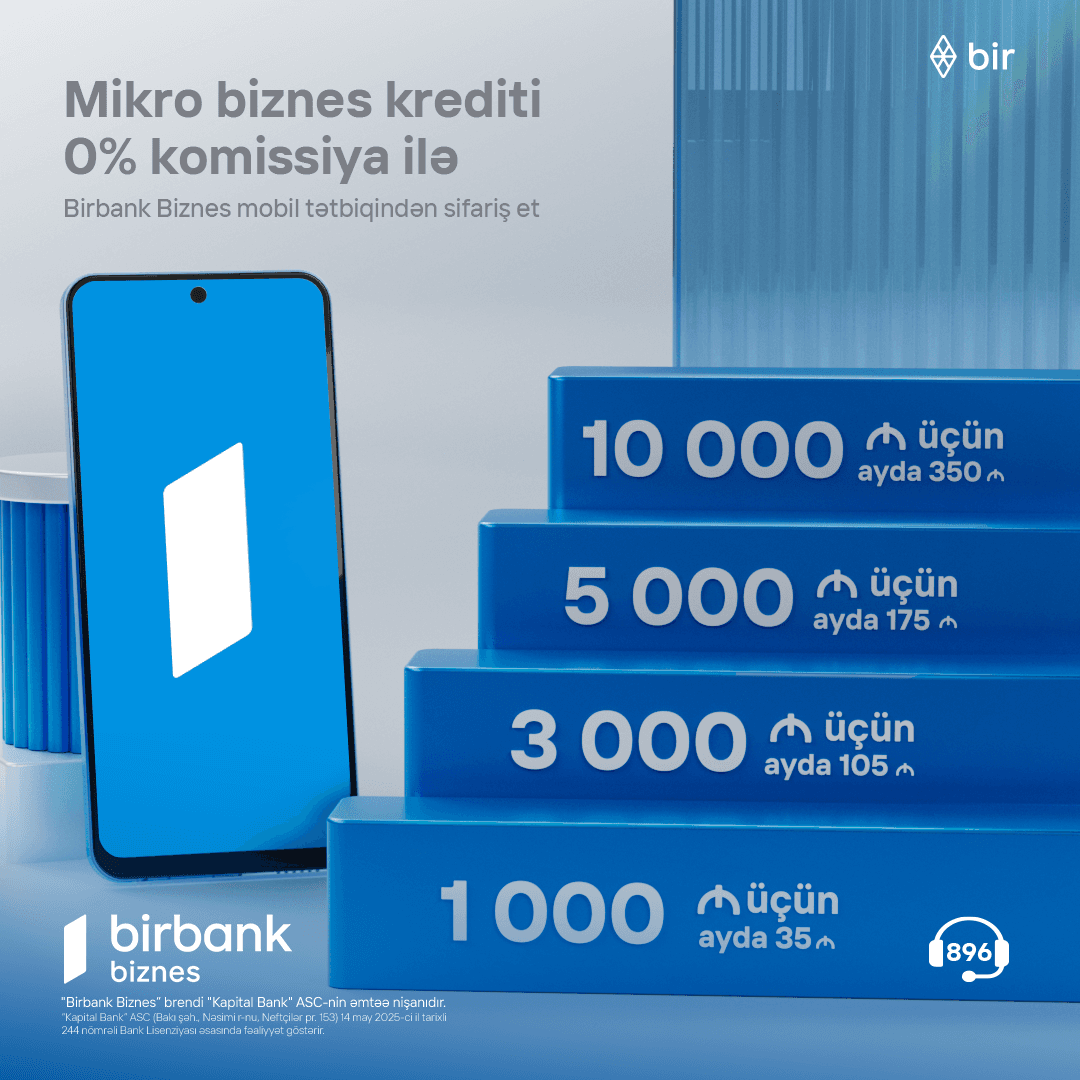 10 000 AZN kredit götür, aylıq cəmi 350 manat ödə – Birbank Biznes-dən sərfəli kredit kampaniyası