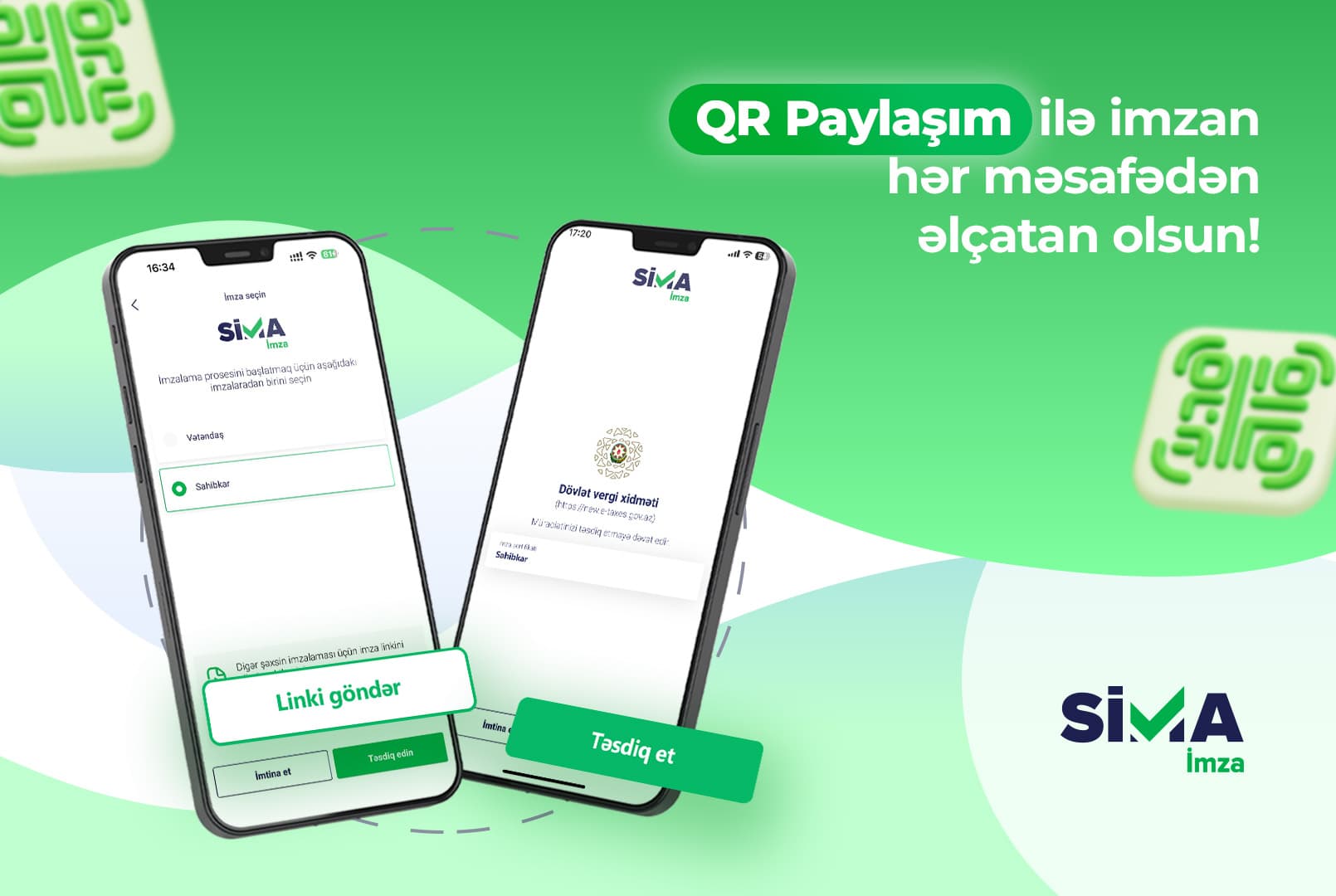 “SİMA İmza”nın yeni QR paylaşım funksiyası istifadəyə verildi