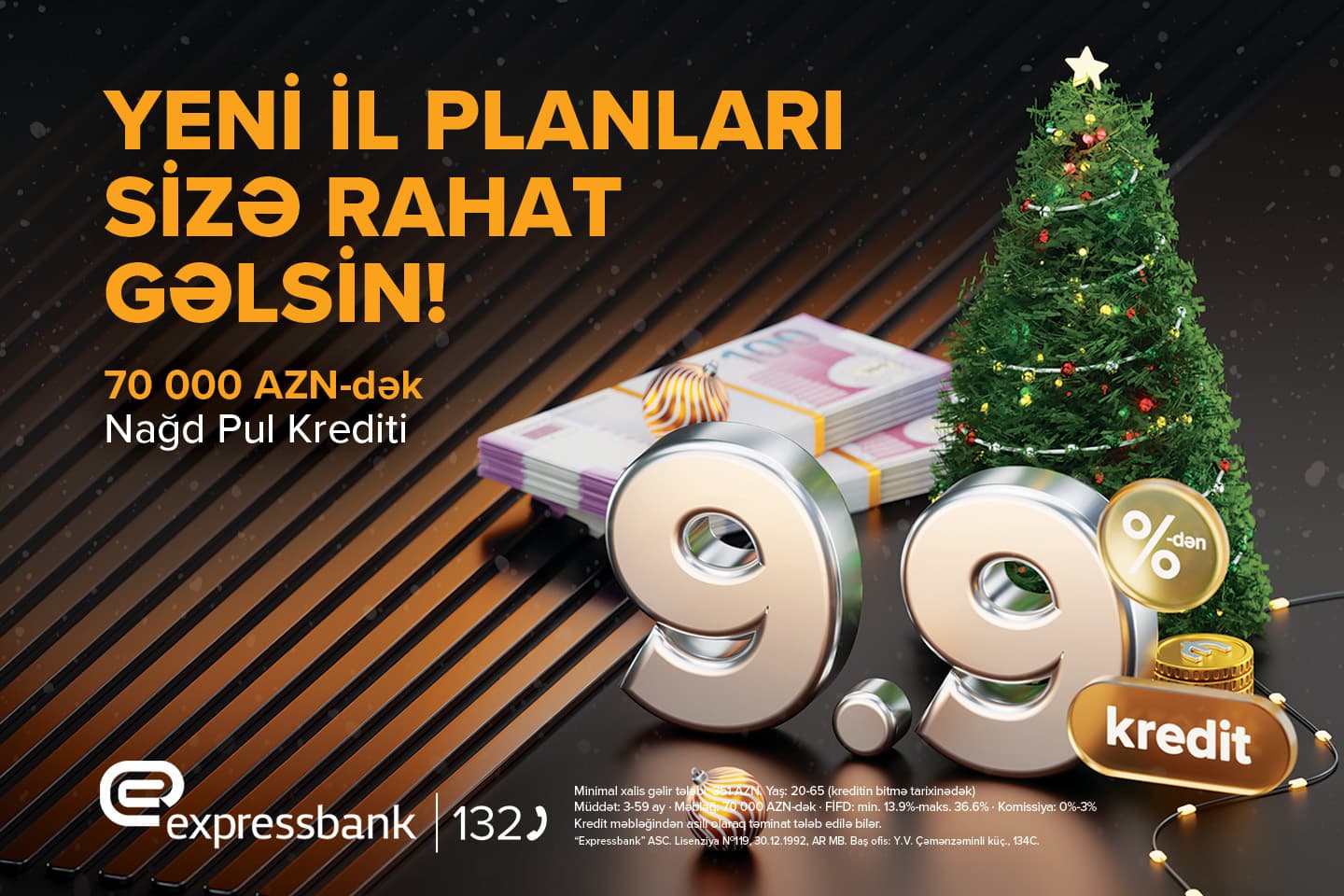 İllik 9.9-dan başlayan faiz dərəcəsilə nağd pul krediti