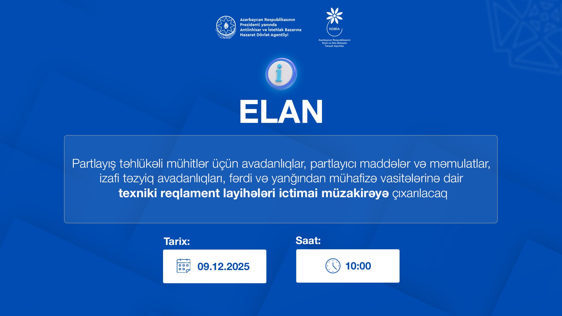 Texniki reqlament layihələri ictimai dinləməyə çıxarıldı