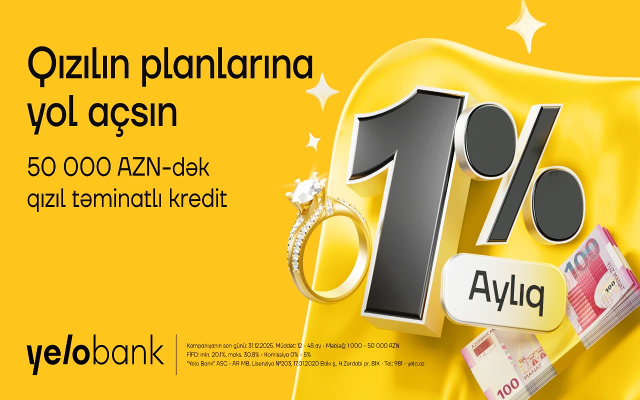 Aylıq cəmi 1%-dən qızıl təminatlı kredit!