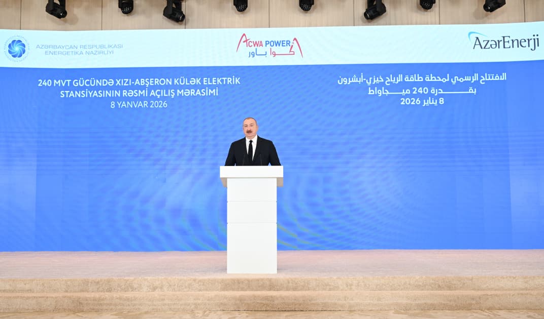 Prezident İlham Əliyev “Xızı-Abşeron” Külək Elektrik Stansiyasının rəsmi açılış mərasimində çıxış edib