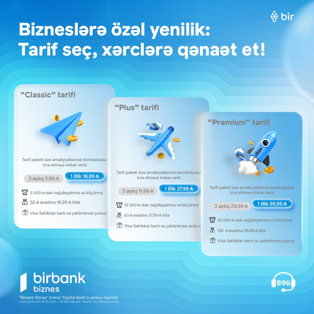 Birbank Biznes-dən sahibkarlar üçün yeni tariflər: xərclərinizi minimuma endirin