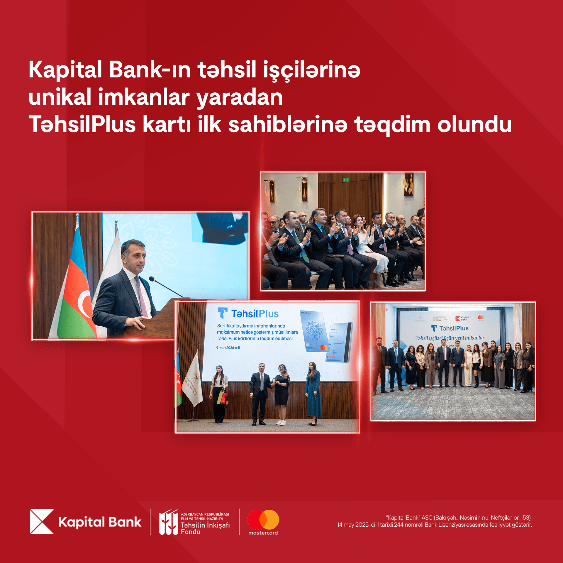 Kapital Bank-ın təhsil işçilərinə unikal imkanlar yaradan TəhsilPlus kartı ilk sahiblərinə təqdim olundu Kapital Bank-ın təhsil işçilərinə unikal imkanlar yaradan TəhsilPlus kartı ilk sahiblərinə təqdim olundu - Şəkil 1