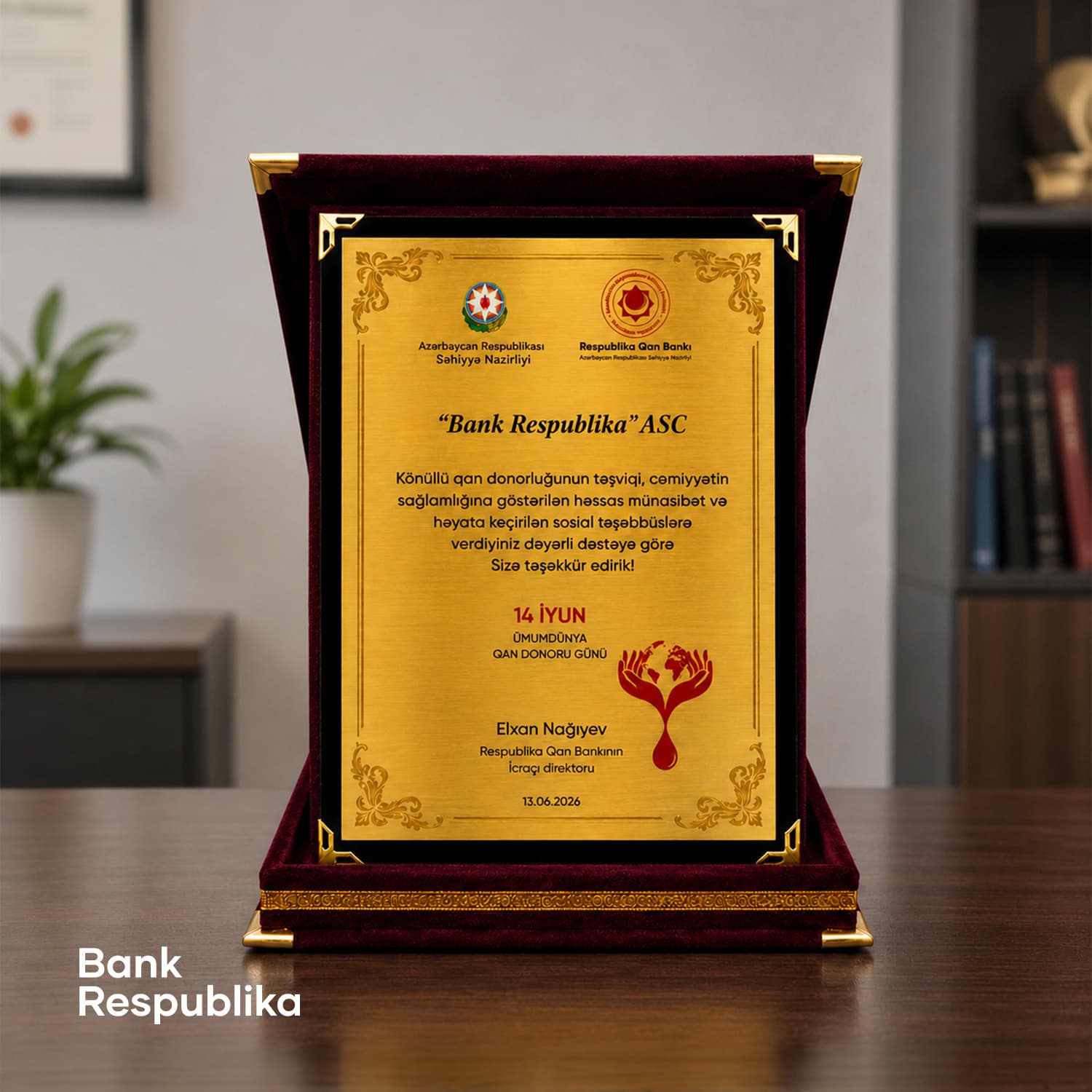 Bank Respublika qan donorluğuna dəstəyə görə təltif olundu Bank Respublika qan donorluğuna dəstəyə görə təltif olundu - Şəkil 3