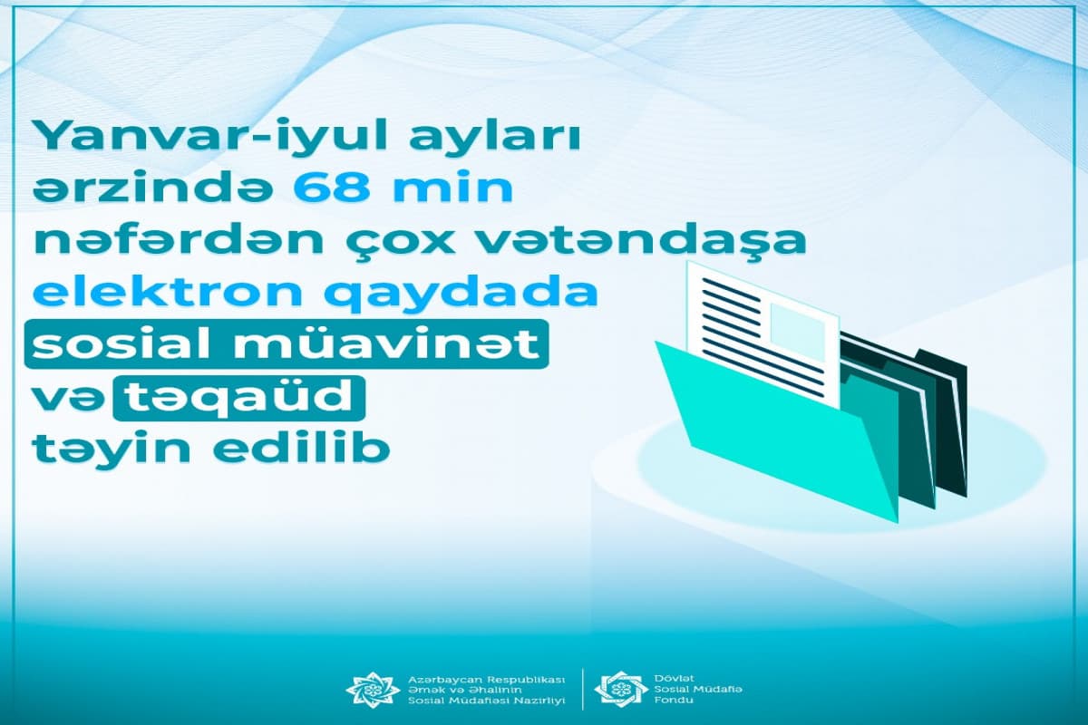 Bu il 68 mindən çox vətəndaşa elektron qaydada sosial müavinət və təqaüd təyin olunub Bu il 68 mindən çox vətəndaşa elektron qaydada sosial müavinət və təqaüd təyin olunub