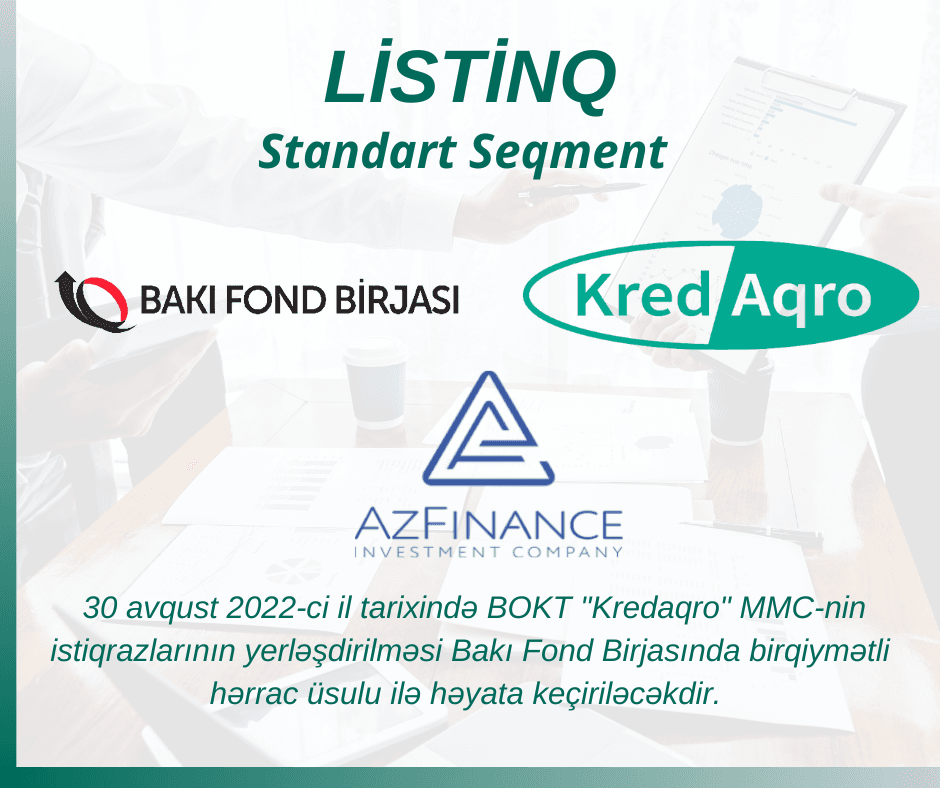 BOKT “Kredaqro” MMC-nin istiqrazlarının yerləşdirilməsi üzrə hərrac keçiriləcəkdir BOKT “Kredaqro” MMC-nin istiqrazlarının yerləşdirilməsi üzrə hərrac keçiriləcəkdir