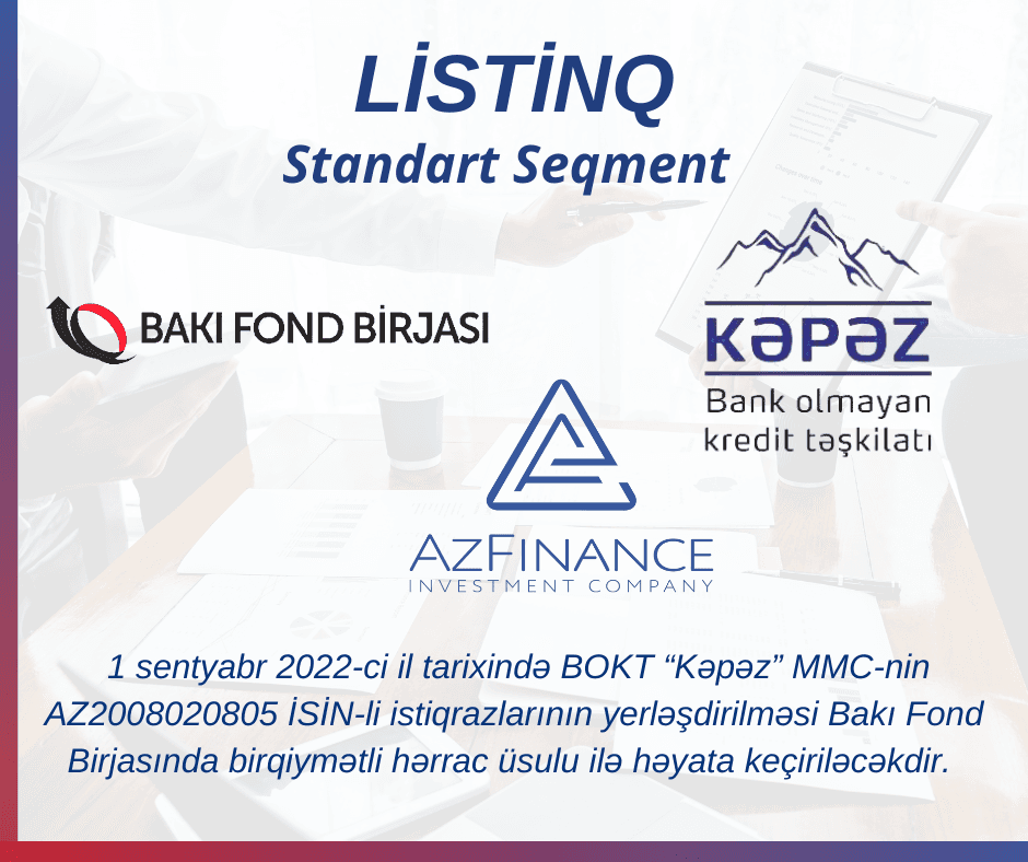 BOKT “Kəpəz” MMC-nin istiqrazlarının yerləşdirilməsi üzrə hərrac keçiriləcəkdir BOKT “Kəpəz” MMC-nin istiqrazlarının yerləşdirilməsi üzrə hərrac keçiriləcəkdir