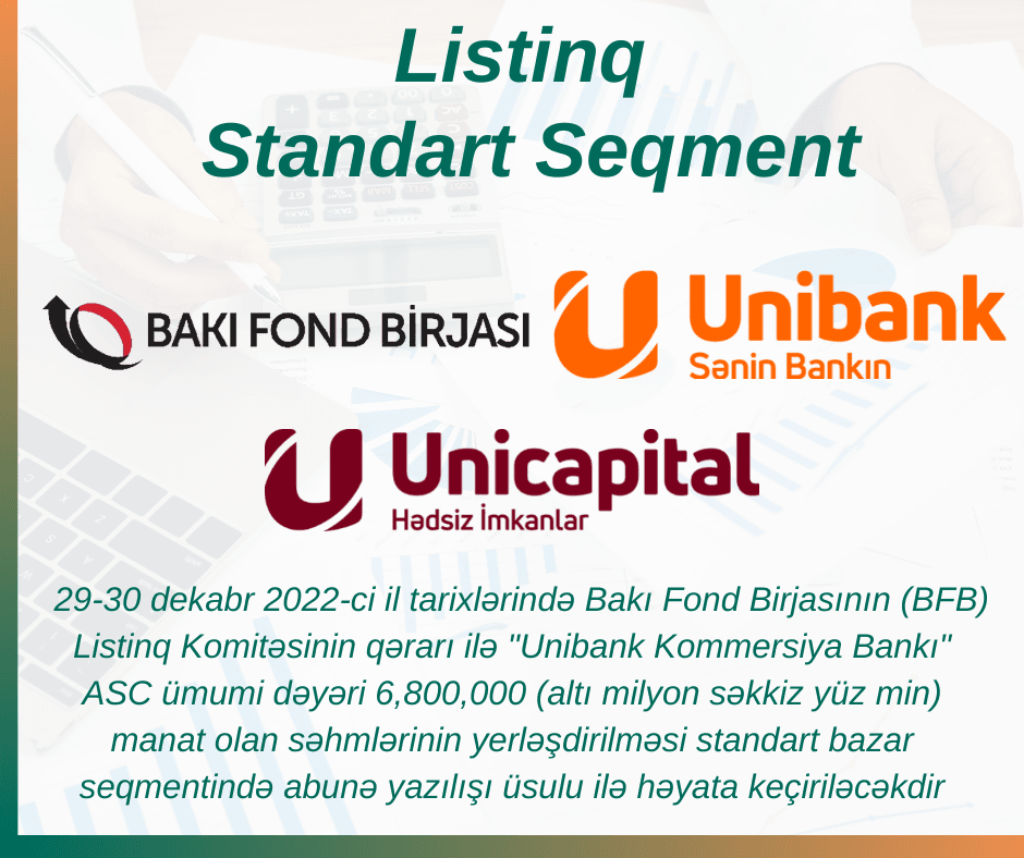 BFB-də Unibankın səhmlərinin yerləşdirilməsi üzrə hərrac keçiriləcək BFB-də Unibankın səhmlərinin yerləşdirilməsi üzrə hərrac keçiriləcək