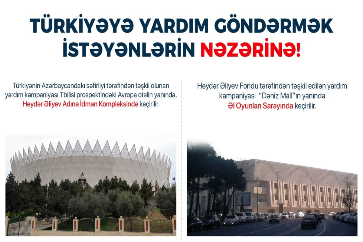 Türkiyədə zəlzələdən zərər görənlər üçün yardım kampaniyası Bakıda iki ünvanda təşkil edilib Türkiyədə zəlzələdən zərər görənlər üçün yardım kampaniyası Bakıda iki ünvanda təşkil edilib