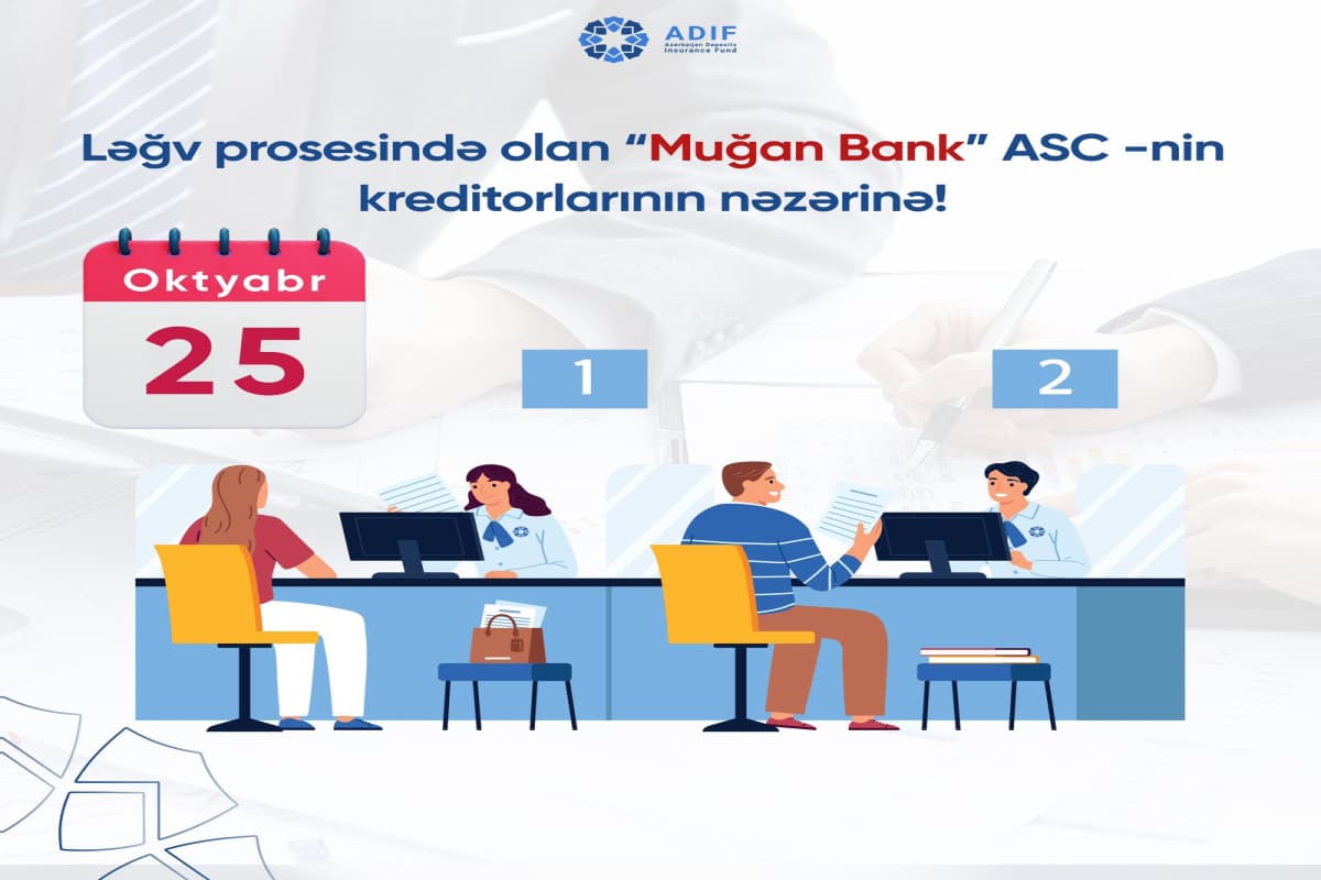 ƏSF ləğv prosesində olan “Muğan Bank” ASC -nin kreditorlarına müraciət edib ƏSF ləğv prosesində olan “Muğan Bank” ASC -nin kreditorlarına müraciət edib