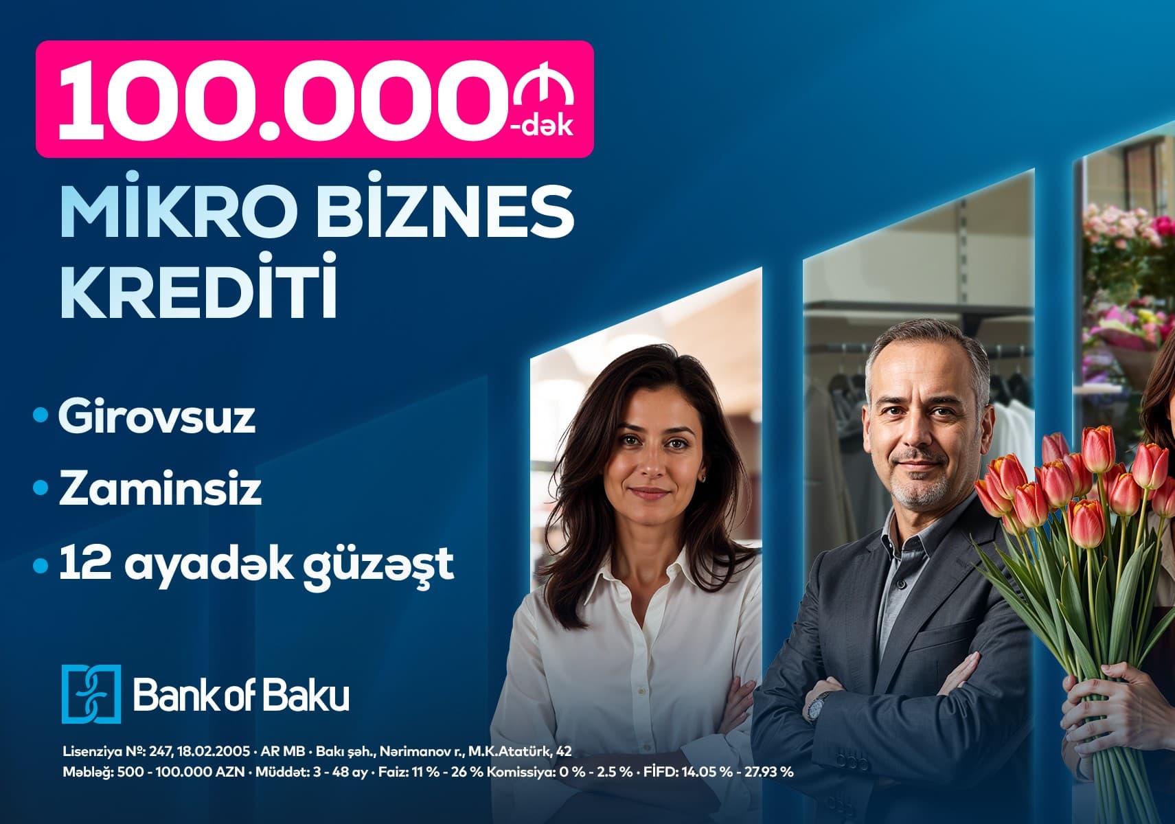 Bank of Baku-dan sahibkarlara 100.000 AZN-dək mikro biznes krediti Bank of Baku-dan sahibkarlara 100.000 AZN-dək mikro biznes krediti