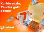 Pulunu Unibank kartında saxla, 7 % gəlir qazan!