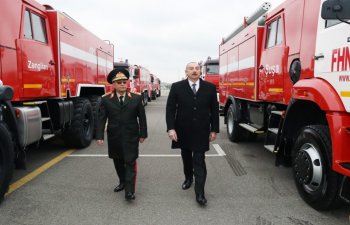 Azad edilmiş ərazilərdə yanğından mühafizə üçün “KamAZ” və “İveco” markalı 150 yanğınsöndürən avtomobil alınıb