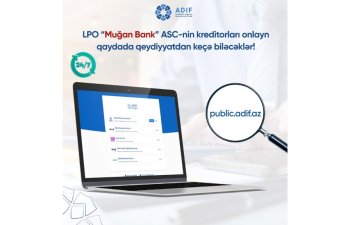 LPO “Muğan Bank” ASC-nin kreditorları onlayn qaydada qeydiyyatdan keçə biləcəklər