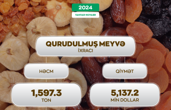 Qurudulmuş meyvə ixracı 37.8% artıb